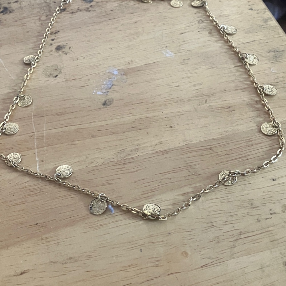 Chic Gold Coin Necklace 22”